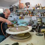 John Higgins at work in his studio 2018